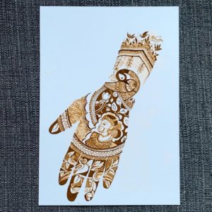 Peacock and bride mehndi design